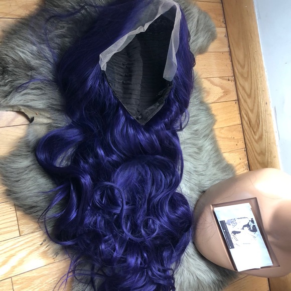 ? DARK PURPLE WAVY 22” LACE FRONT  WIG NEW main image 8
